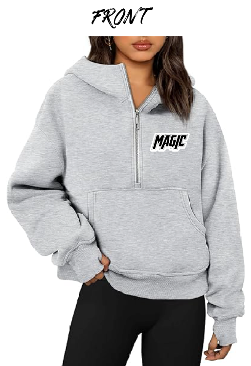 MAGIC ATHLETICS 1/2 ZIP GREY HOODIE - MAGIC OF FAMILY