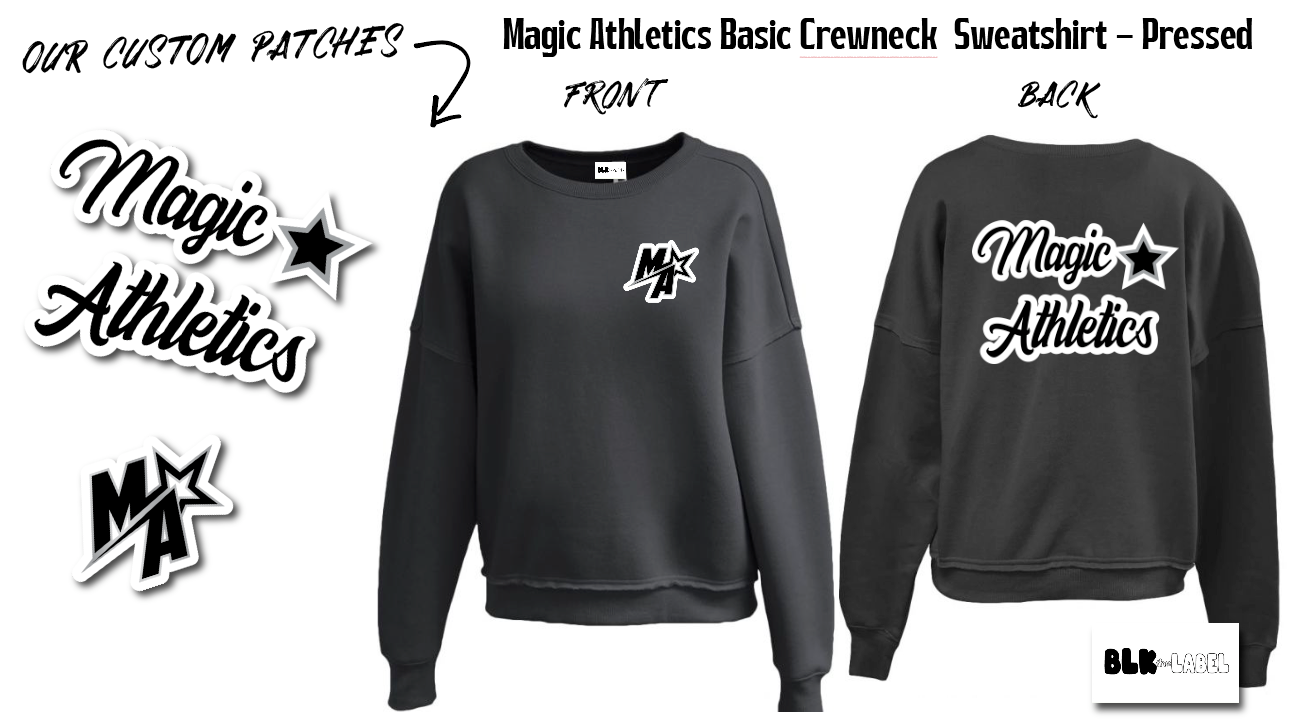 MAGIC ATHLETICS RAW EDGE CREW - BLACK w/ SEWN Details