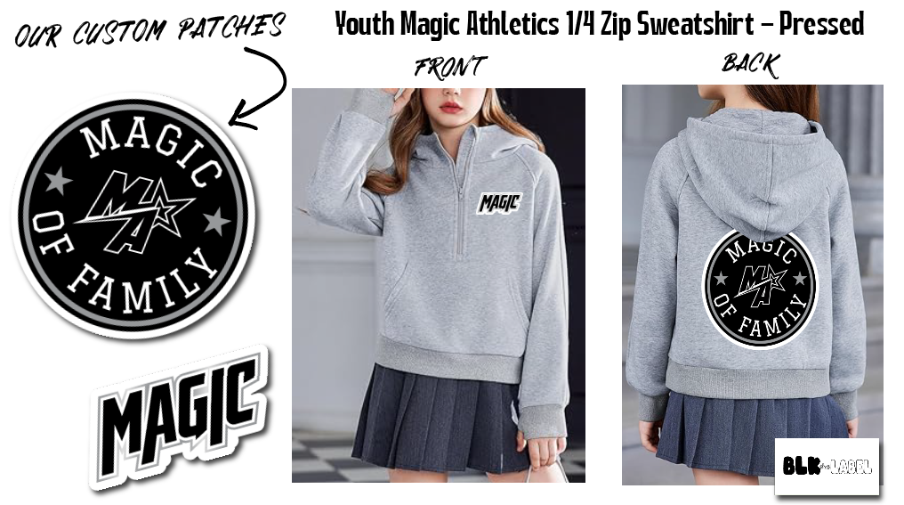 YOUTH MAGIC ATHLETICS 1/2 ZIP GREY HOODIE - MAGIC OF FAMILY