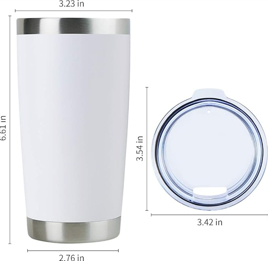 HIGHLAND PARK WHITE 20oz TUMBLER- laser customized