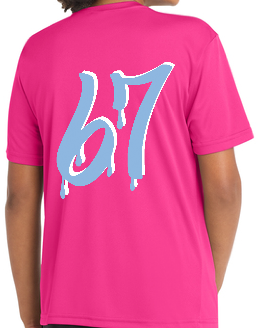 Dri-FIT T-SHIRT BLK the Label SIX-SEVEN Drip in Vibrant Blue with Pink Graffiti Logo for Trendy 67 Comfort
