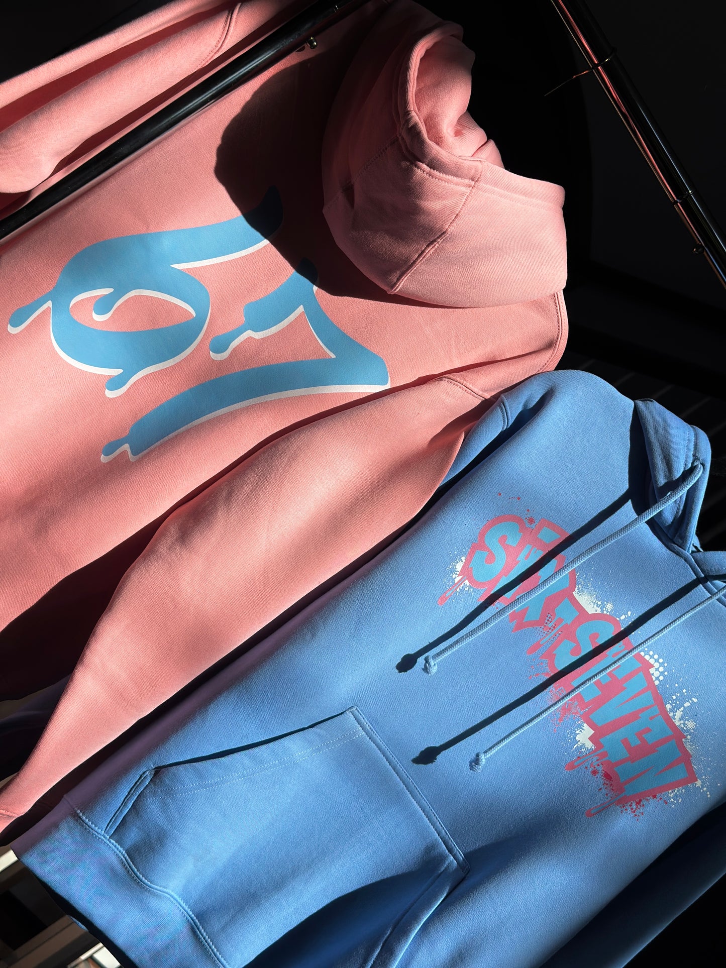 BLK the Label SIX-SEVEN Drip Hoodie in Vibrant Blue with Pink Graffiti Logo for Trendy 67 Comfort
