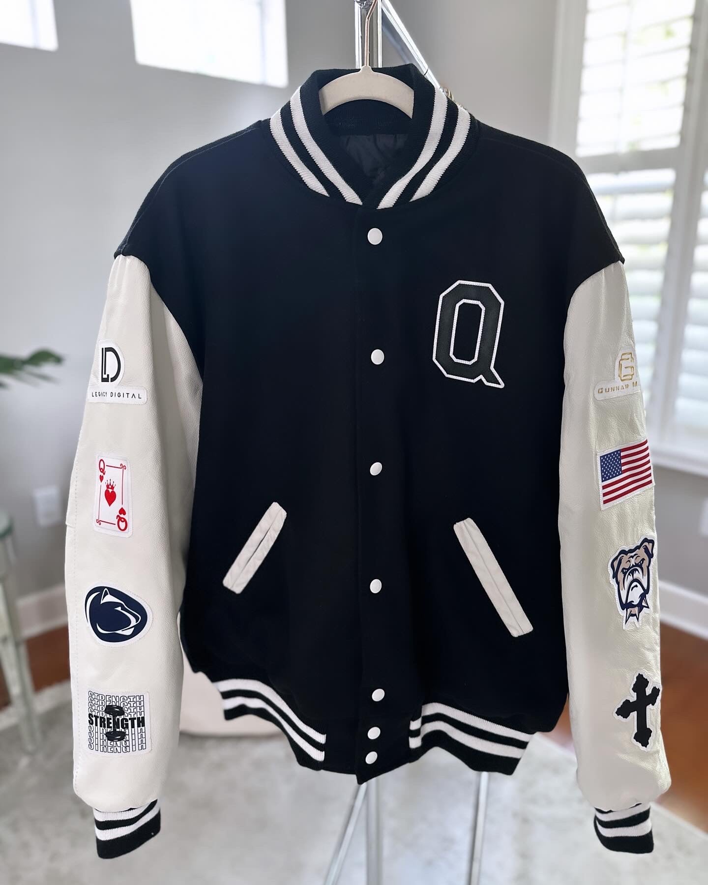 CUSTOM LEATHER SLEEVE VARSITY JACKET - SEWN