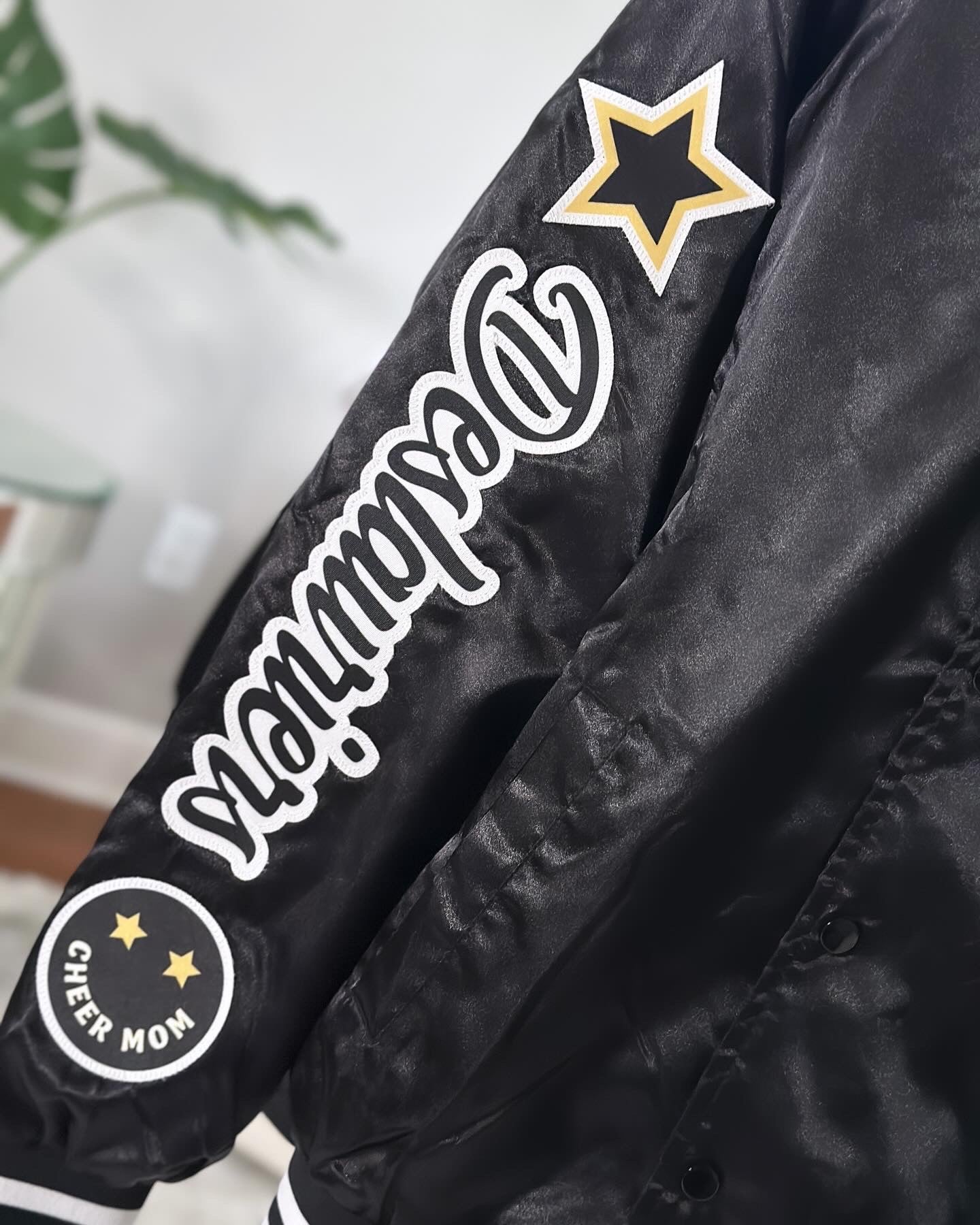 CUSTOM SATIN BOMBER / STRIPED TRIM JACKET - SEWN