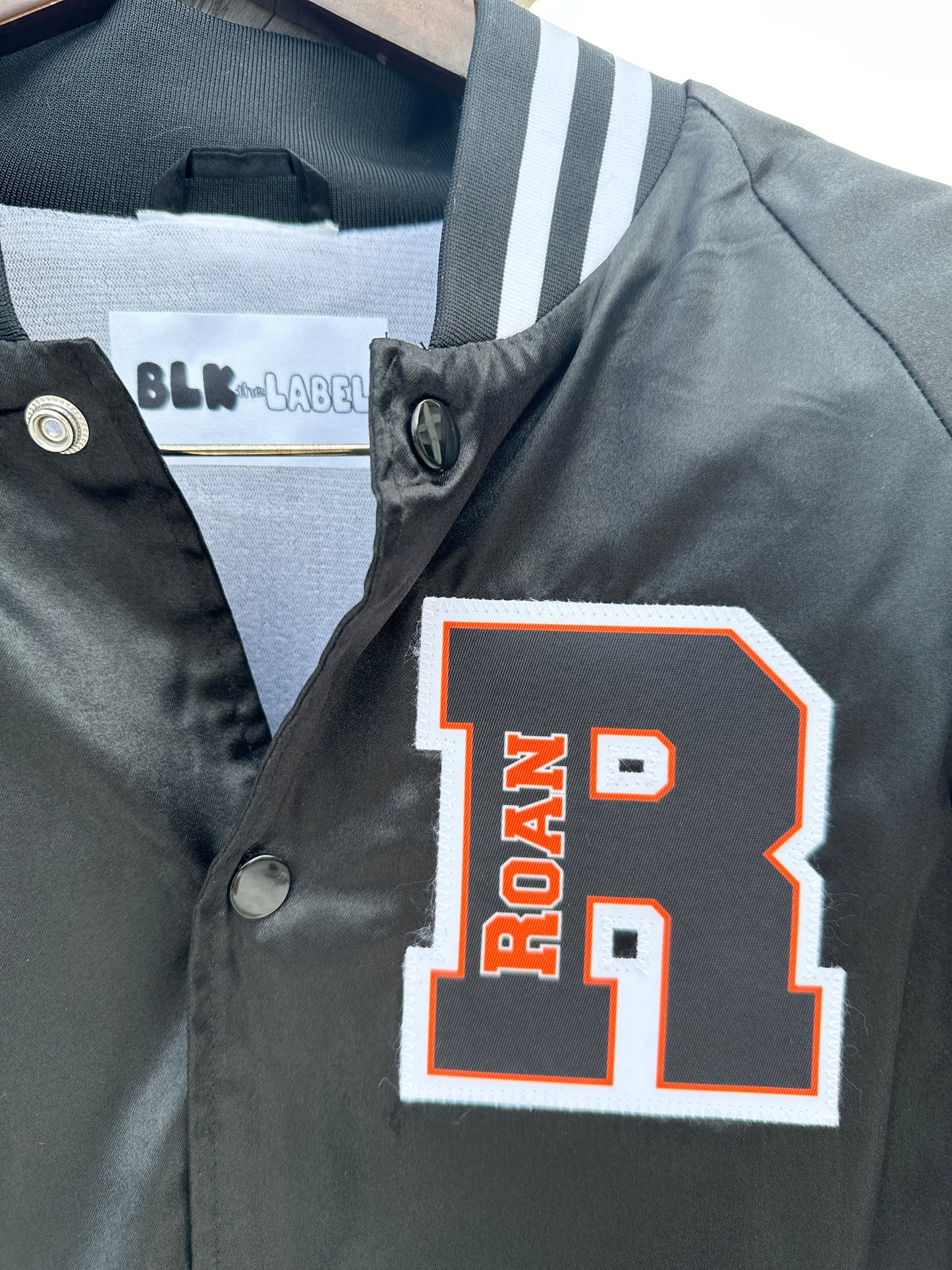 CUSTOM SPORTS SATIN BOMBER / STRIPED TRIM JACKET - SEWN