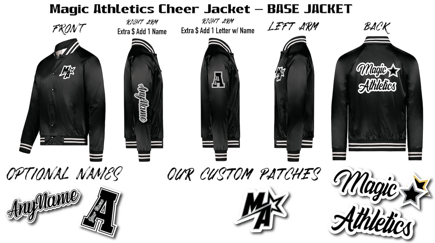YOUTH BASE MODEL CUSTOM MAGIC ATHLETICS SATIN JACKET - SEWN