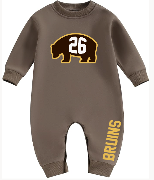 Personalized Bruins Stadium Series – Baby Fleece Romper | WAGS ONLY PLEASE