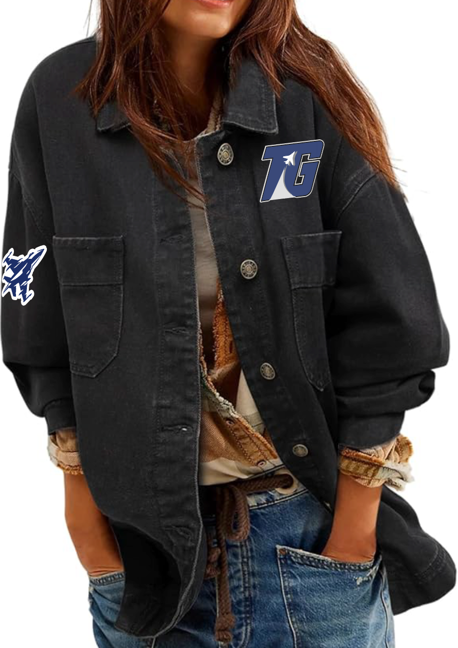 TOP GUN HOCKEY CUSTOM OVERSIZED DENIM JACKET