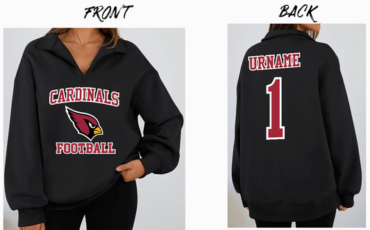 CARDINALS 1/4 ZIP w/ Collar - PRESSED TWILL DESIGN DETAILS